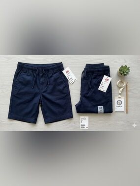 NWT H&M Kids Navy Blue Cotton Pants - Size 6 (5-6Y) - Set of 2